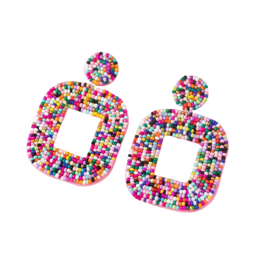 Square Colorful Bohemian Earrings