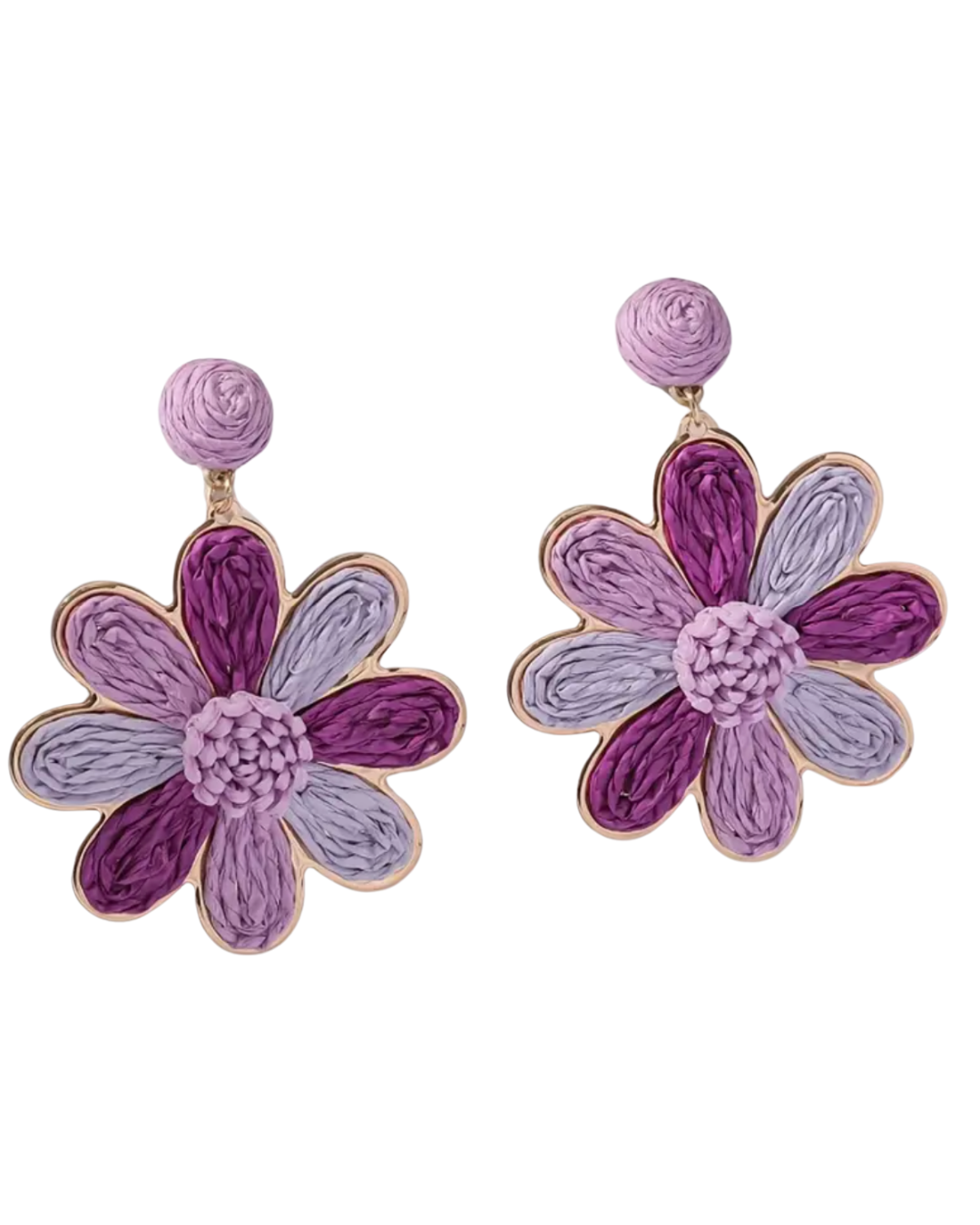 Purple Flower Woven Earrings