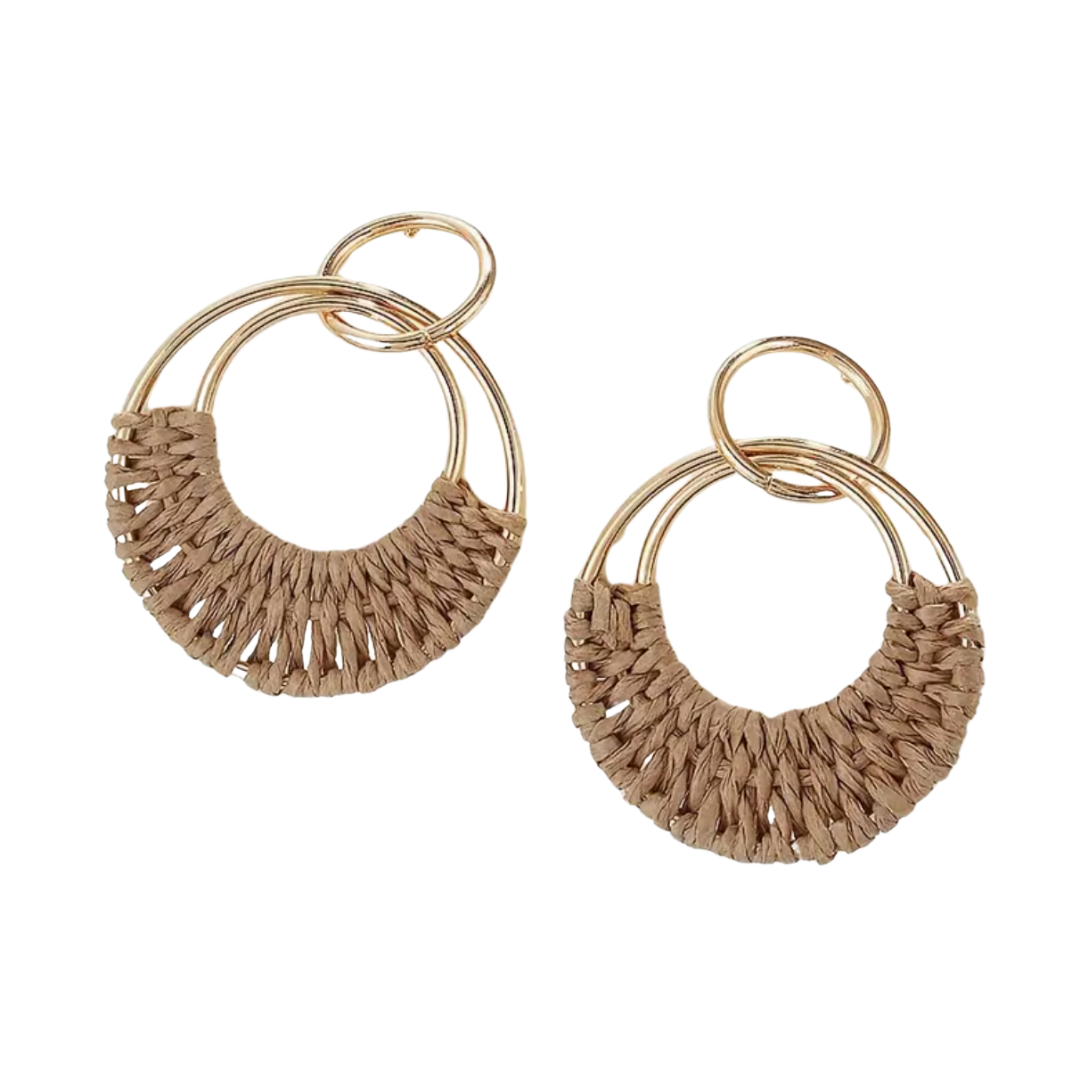 Hollow Circle Woven Gold Earrings