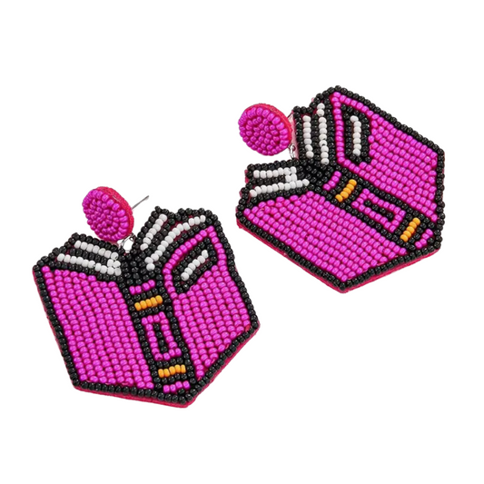 Pink Book Earrings