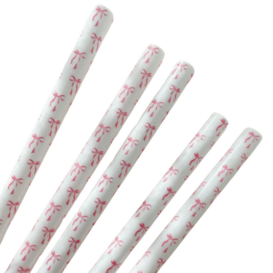 Pink Bow Reusable 2 Straws